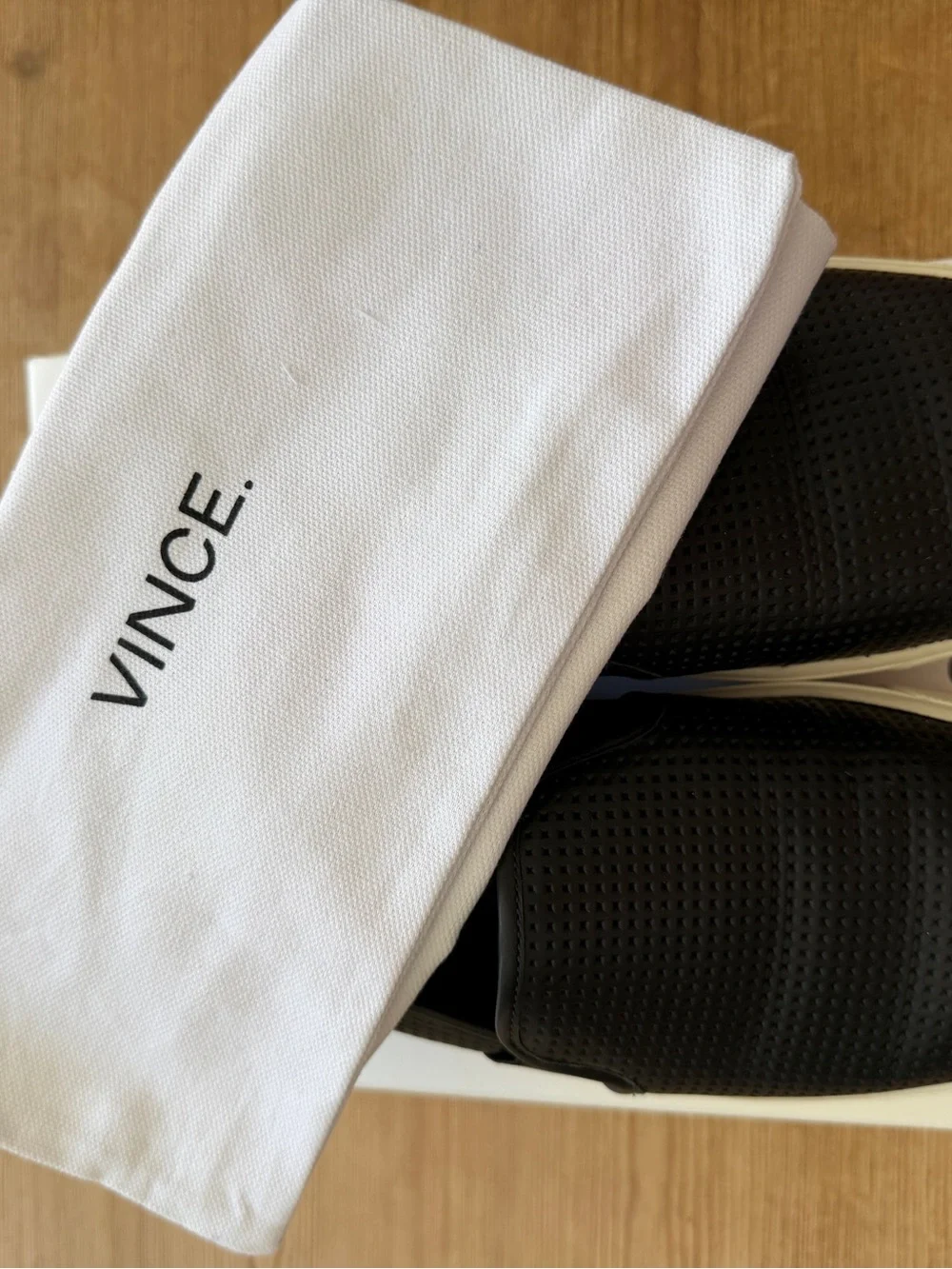 Vince Black Perforated Slip-On Sneakers